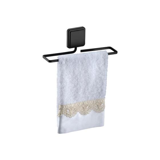 Imagem de Toalheiro lavabo preto fosco fixação por adesivo Norbond porta toalha rosto 25 cm Future 183PT