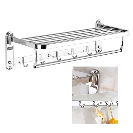 Toalheiro Varal Multiuso Roupa Prateleira Inox Gancho Porta Toalha Casa Hotel Pousada Lavanderia Banheiro Organizaçao Menor preço em Toalheiro Varal Multiuso Roupa Prateleira Inox Gancho Porta Toalha Casa Hotel Pousada Lavanderia Banheiro Organizaçao