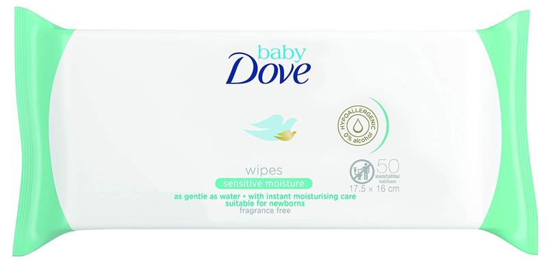 Imagem de Toalhetes Umedecidos Dove Sensitive Moisture para Bebês - Pacote com 6 Unidades (50 Toalhetes)