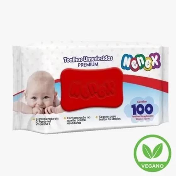 Imagem de Toalhinhas Lenços Umedecidos Premium VEGANO com 100 Unidades - Nenex
