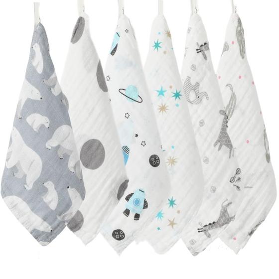 Imagem de Toalhinhas para bebês norinori, toalha de rosto para recém-nascidos, pacote com 6, 25x25cm