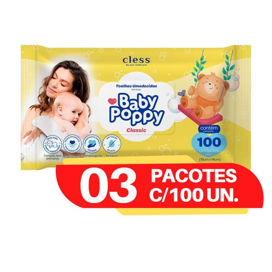 Imagem de Toalhinhas Umedecidas Baby poppy classic 3 pacotes