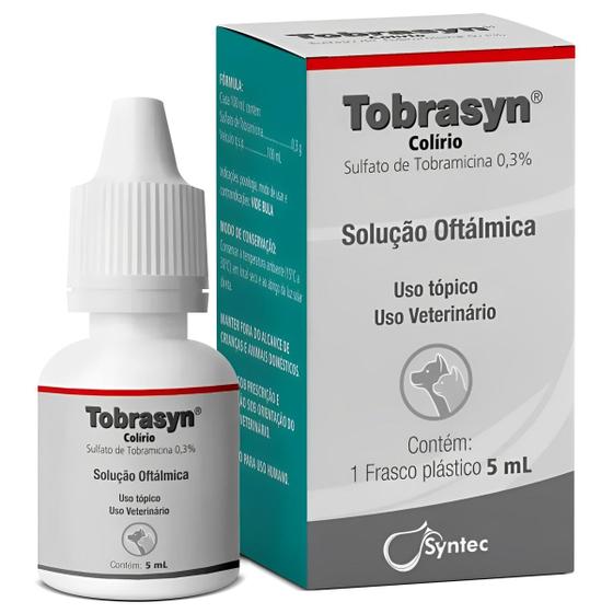 Imagem de Tobrasyn Colírio Solução Oftálmica Cães e Gatos Syntec 5ml