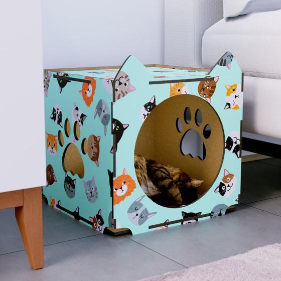 Imagem de Toca Casa Para Gatos Caminha Pet Personalizada Em Mdf 6mm