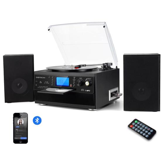 Toca-discos Bluetooth com mesa giratória DIGITNOW com alto-falante Menor preço em Toca-discos Bluetooth com mesa giratória DIGITNOW com alto-falante