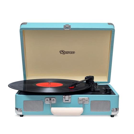 Imagem de Toca Discos Vitrola Raveo Sonetto - Bluetooth, MP3, USB Reproduz e Grava, Aux. 10W RMS Light Blue