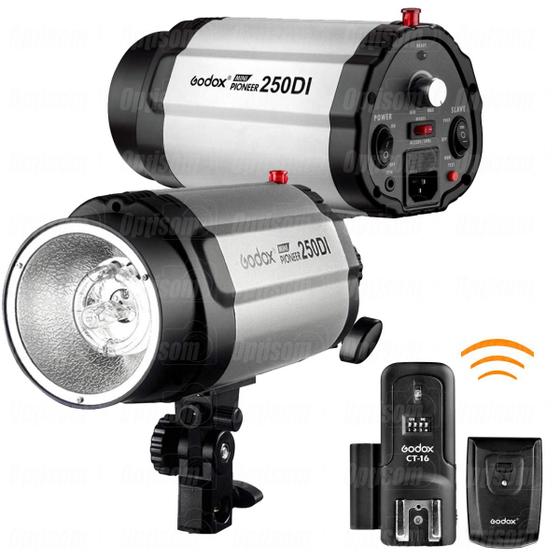 Imagem de Tocha Flash Estúdio Godox Mini Pioneer 250di 250w Com Rádio Flash Ct-16 - 110v