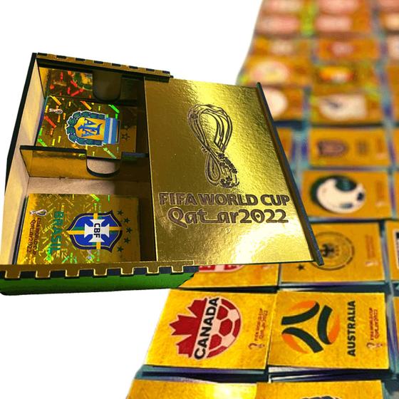 Menor preço em Todas Figurinhas Da Copa Mundo 2022 Para Colar Panini Qatar + Embalagem Porta Figurinhas Ouro
