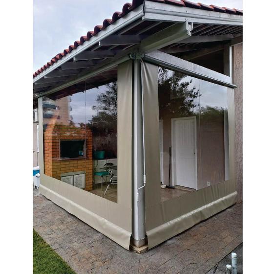 Imagem de Toldo Cortina Bege c/ visor - 1,60m x 3,10m - kit completo