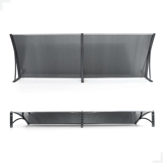 Imagem de Toldo Policarbonato 1.2x0.50m Cinza Fumê com Mão Francesa