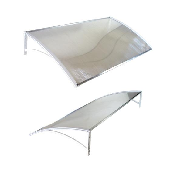 Imagem de Toldo Policarbonato Premium 1.0mx0.50m, Branco com Tela Transparente e Mão Francesa