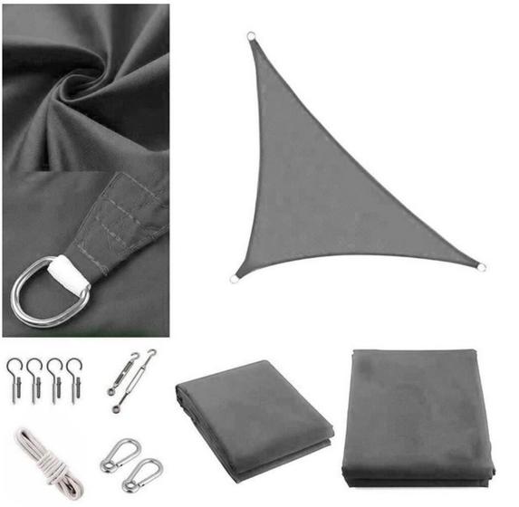 Imagem de Toldo Sombreamento Vela Cobertura Triangulo Sombralux- Cinza + Kit De Instalação