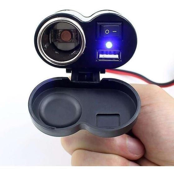 Imagem de Tomada 12V Carregador Celular Usb Moto Universal Motoboy