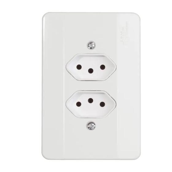 Imagem de Tomada 2 Entrada Fixa 2P+T 20A Com Placa Mec-Tronic Branco
