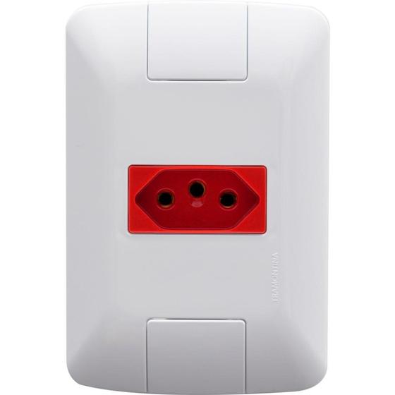 Tomada 2 Pinos + Terra 20a Tramontina Branco E Vermelho - BRASFORT Menor preço em Tomada 2 Pinos + Terra 20a Tramontina Branco E Vermelho - BRASFORT