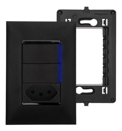 Imagem de Tomada 20A Preta Pial Plus+ Com Interruptor Simples 2 Teclas 4x2