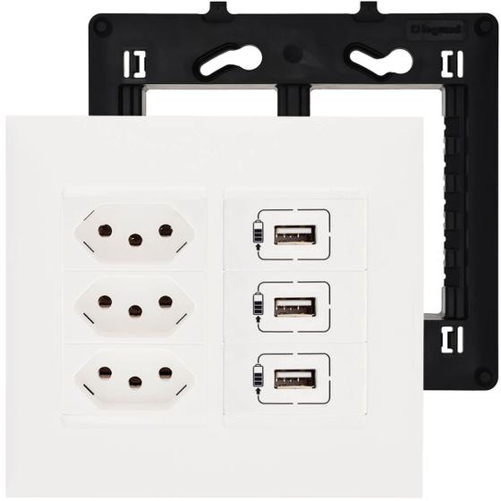 Imagem de Tomada 20A Tripla 4x4 Com 3 Carregador USB PIAL Plus+