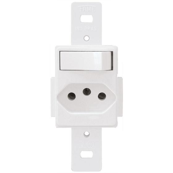 Imagem de Tomada 2P+T 10A 250 Volts com 1 Interruptor Simples Blanc - 1339 - FAME