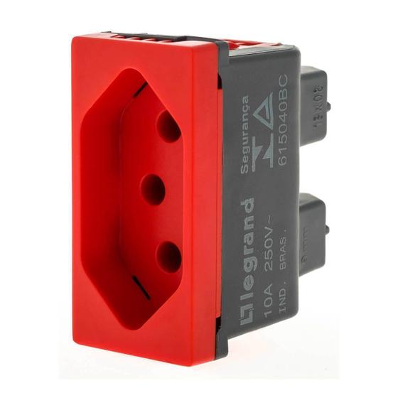 Imagem de Tomada 2P+T 10A 250V Vermelho Borne Parafuso Pial Plus+ Legrand Única