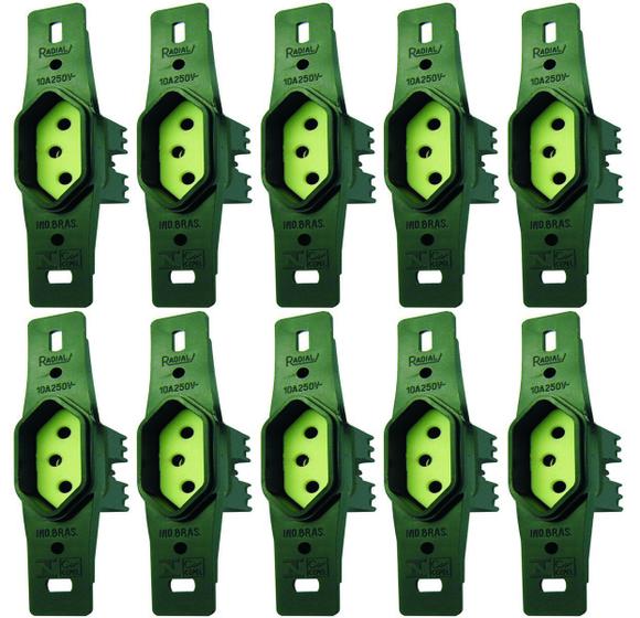 Imagem de Tomada 2P+T 10a Sem Placa Linha Prata Radial c/ 10