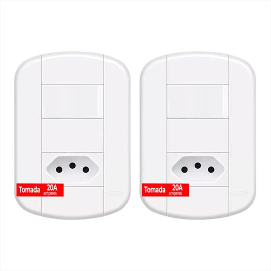 Imagem de Tomada 2p+t 20a 250v + Interruptor Simples Fame Kit C/ 2