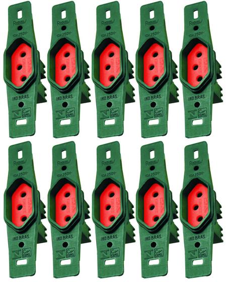 Imagem de Tomada 2P+T 20a Vermelho Sem Placa Linha Prata Radial c/ 10