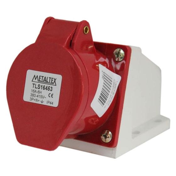 Imagem de Tomada Blindada Sobrepor Negativo 3P+N+T 16A 415V Vermelho Metaltex