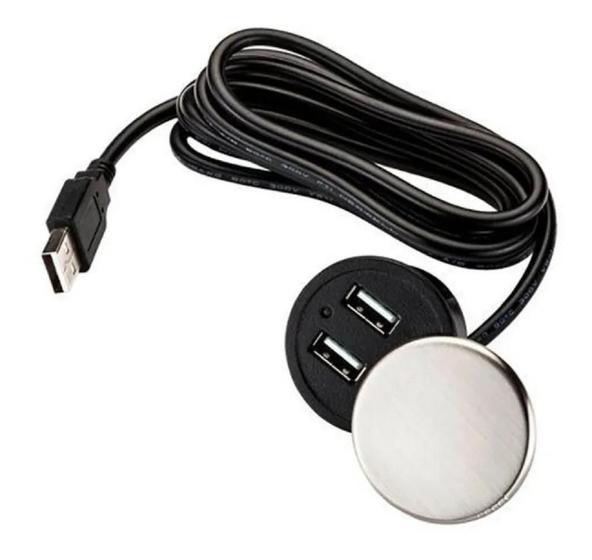 Imagem de Tomada C/ 2 Usb Renna Embutir Mesa/sofá C/ Tampa - 2,1 A