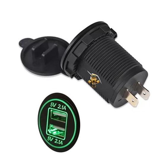 Tomada Carregador Usb 12v/24v Veicular 2 Saídas 1.0a, 2.1A E 3.1a Led Verde 6821 Menor preço em Tomada Carregador Usb 12v/24v Veicular 2 Saídas 1.0a, 2.1A E 3.1a Led Verde 6821