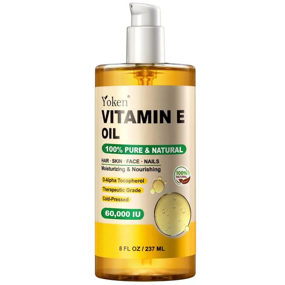 Imagem de Tomada de óleo de vitamina E, 240 ml com 60.000 UI para cicatrizes de pele e cabelo