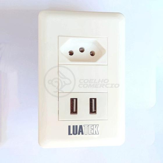 Imagem de Tomada de Parede 1 Entrada Fonte 2 USB 5v Smart House Casa Inteligente Carregador Celular 10A Bivolt