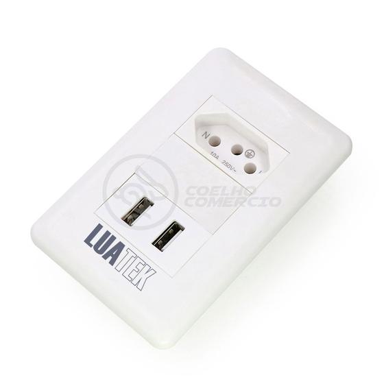 Imagem de Tomada de Parede 1 Entrada Fonte 2 USB 5v Smart House Casa Inteligente Carregador Celular 10A Bivolt