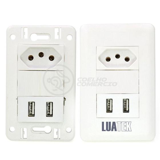 Imagem de Tomada de Parede 1 Entrada Fonte 2 USB 5v Smart House Casa Inteligente Carregador Celular 10A Bivolt