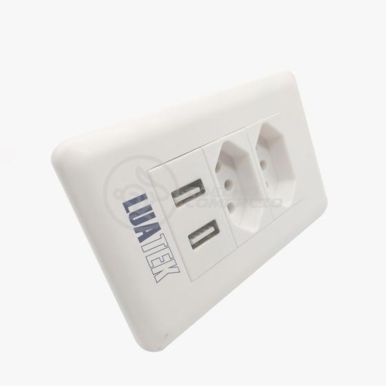 Imagem de Tomada de Parede 2 Entrada Fonte 2 USB 5v Smart House Casa Inteligente Carregador Celular 10A Bivolt