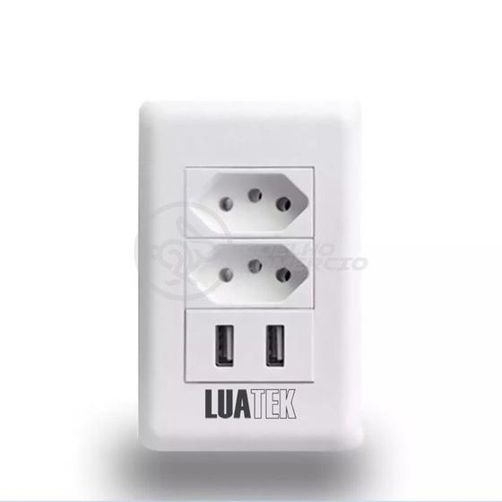 Imagem de Tomada de Parede 2 Entrada Fonte 2 USB 5v Smart House Casa Inteligente Carregador Celular 10A Bivolt