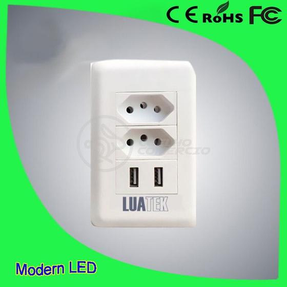 Imagem de Tomada de Parede 2 Entrada Fonte 2 USB 5v Smart House Casa Inteligente Carregador Celular 10A Bivolt