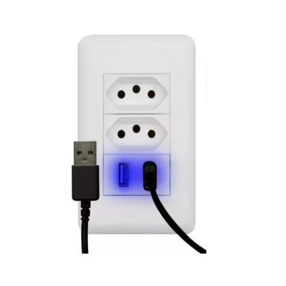 Imagem de Tomada De Parede com 2 Entradas Usb Duo Bivolt Tomada 4x2