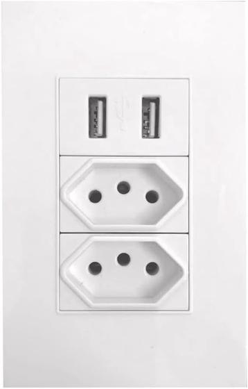 Imagem de Tomada De Parede Duo Com 2 Entradas Usb Bivolt Jwcom