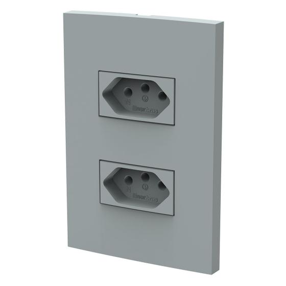 Imagem de Tomada Dubai 10A Dupla Gris Matte Com Placa Enerbras
