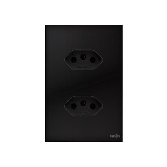 Imagem de Tomada Dupla 20A Glass Espelho 4x2 Acrilico Preto Lumenx