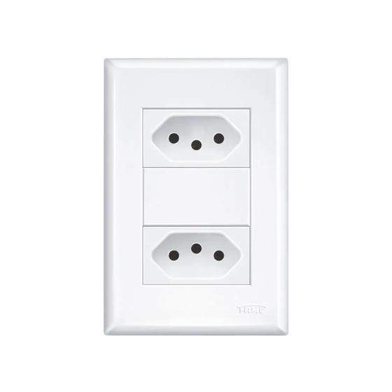 Imagem de Tomada dupla 2p+T 20a/250v com placa 4x2 Fame Evidence Branca