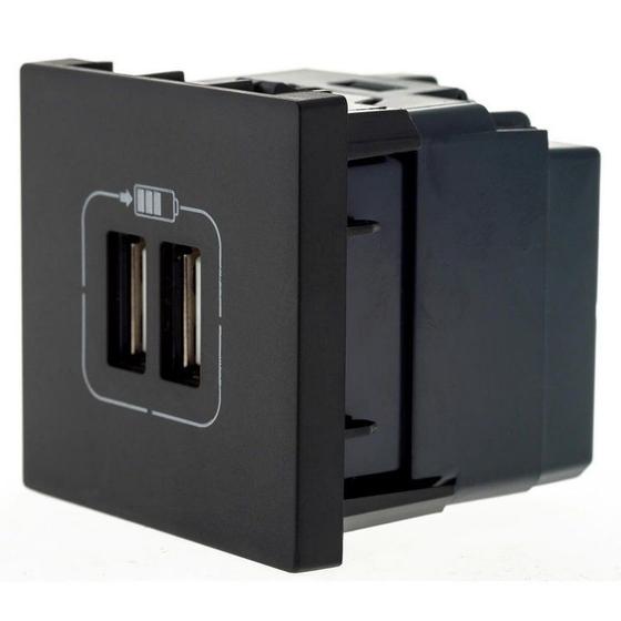 Imagem de Tomada Dupla Com USB Pial Plus+ Legrand Preta 2400mA 615089PT