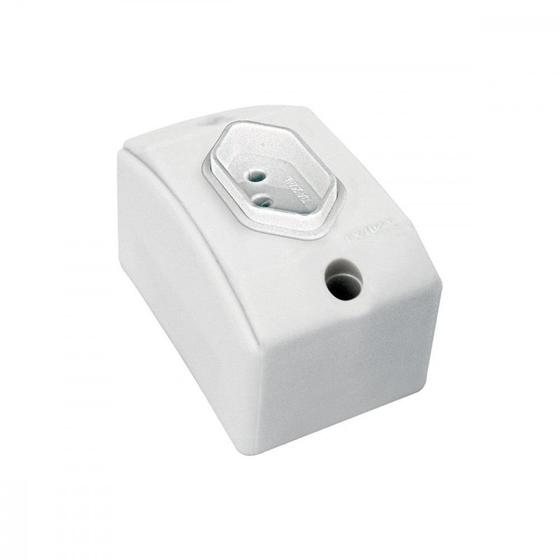 Imagem de Tomada Externa Perlex 2 Polos +Terra 10A Retangular Branca 711Brc/10 - Kit C/10
