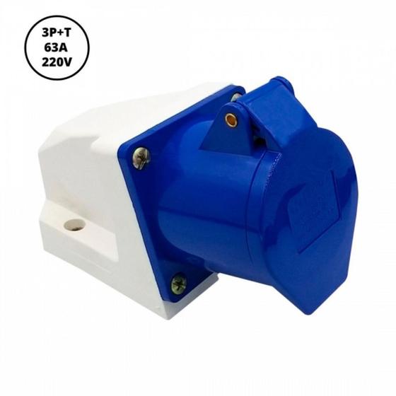 Imagem de Tomada industrial 3p+t 63amp 220v azul 40028 lukma