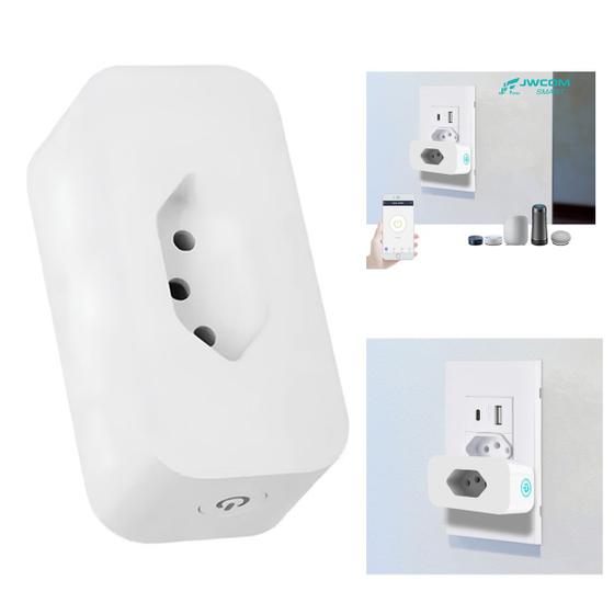 Imagem de Tomada Inteligente 16 Amperes Wifi Tuya Mede Consumo - Alexa