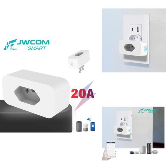 Imagem de Tomada Inteligente 20 Amperes Wifi Tuya Mede Consumo -