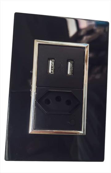 Imagem de Tomada Inteligente com Módulo 16A 2 USB  JWCOM Preto Preto