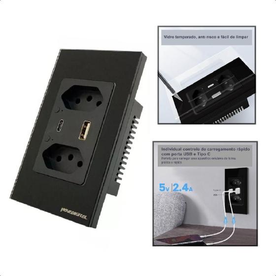 Imagem de Tomada Inteligente Dupla USB Wi-Fi S2C-USB - Controle por Voz - Branco