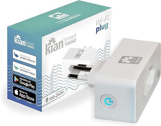 Imagem de Tomada Inteligente Smart Plug Kian Wi-Fi 10A Ligue ou Desligue Seus Eletrodomésticos Através do Celular - Compatível com Alexa e Google Assistente