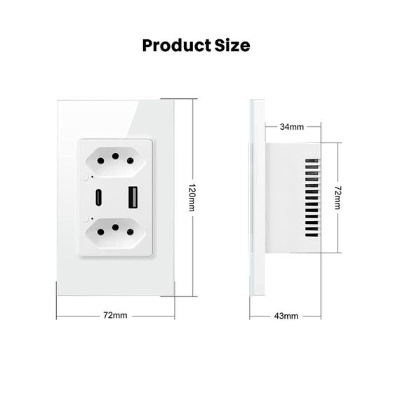 Imagem de Tomada Inteligente Wifi Com Porta Usb E Tipo C Tomada Smart